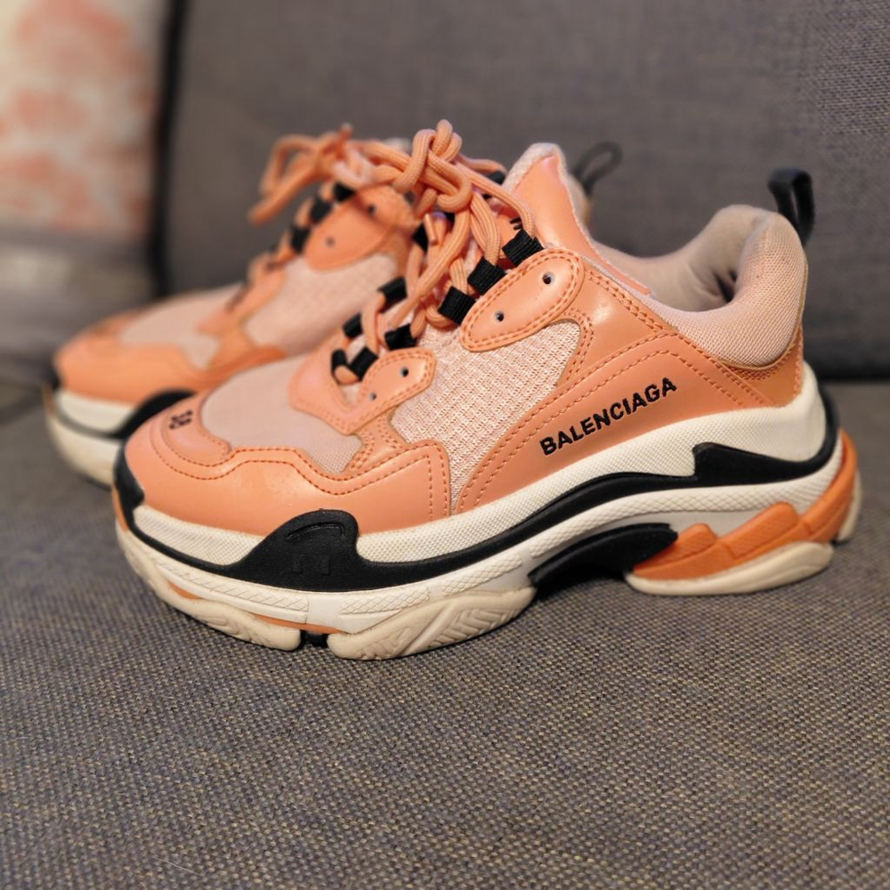 Women's Balenciaga Triple S Sneakers US 7.5 (EU 38) Orange Black White - Picture 3 of 9